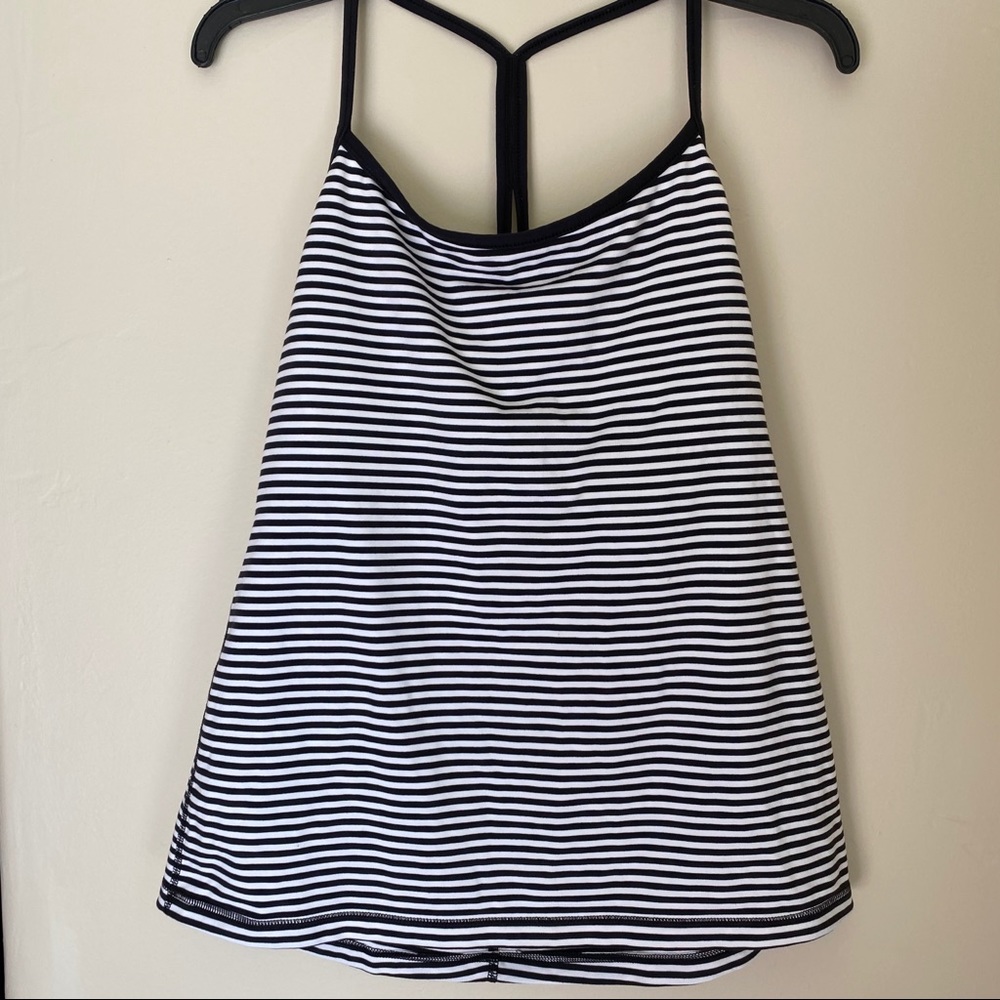 Lucy Activewear Striped Workout Top in Black White